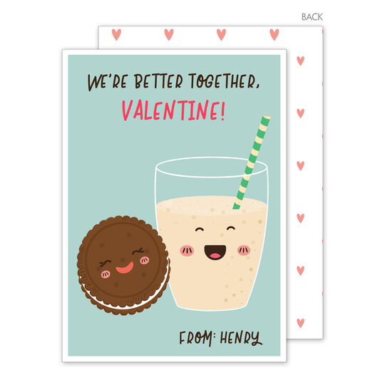 Cookies and Milk Valentine Exchange Cards